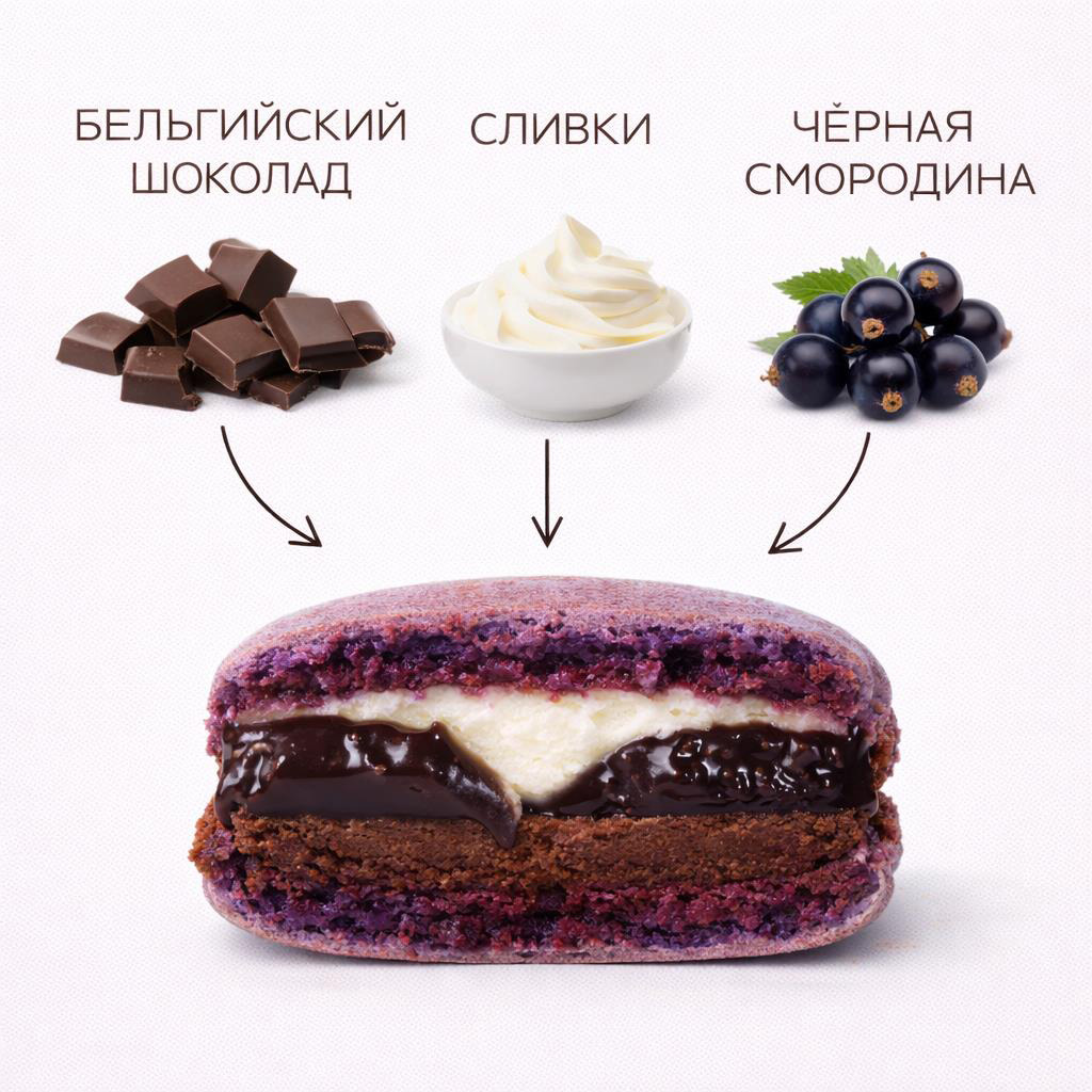 Большой макарон Смородина Шоколад